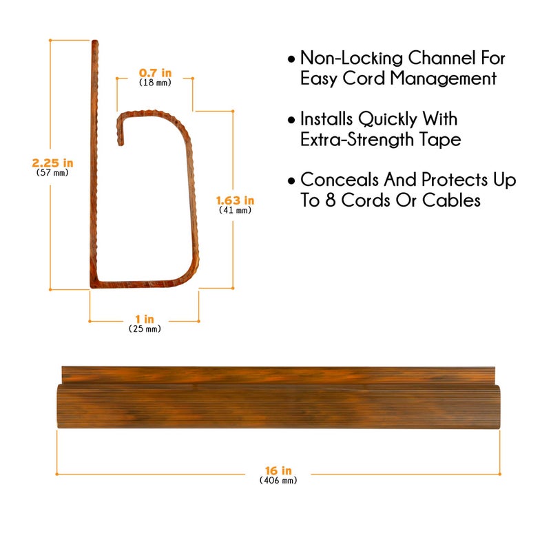 SimpleCord Cable Management Kit - 5-Pack 16-Inch J Channel Wire Organizers for Cords - Easy to Install Cord Hider Kit for Desk, Office, and Kitchen Use - Cable Management Under Desk by Simple Cord (Brown) - Image 3
